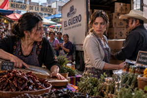 El sobre pesaba menos que una tortilla, pero para Martha parecía contener todo el futuro de La Merced. Lo abrió detrás de su puesto, mientras afuera los comerciantes discutían con los hombres de la camioneta negra. Dentro había tres hojas dobladas. 2 7 1